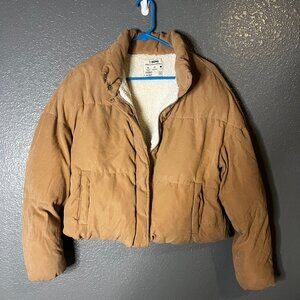 Ci Sono Women’s Medium Brown Padded Jacket Sherpa Lined Cozy Wind Resistant